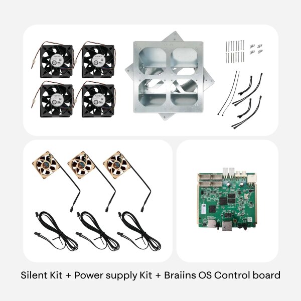 S19 / S19 Pro Silent Kit + Netzteil-Lüfterkit + Braiins OS+ Control Board