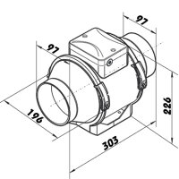 Professioneller Rohrventilator mit Nachlauf Ø 100 mm