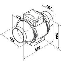 Professioneller Rohrventilator mit Temperatur- und Drehzahlregelung Ø 125 mm