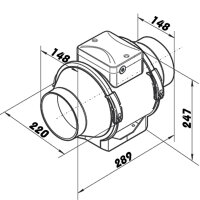 Professioneller Rohrventilator mit Temperatur- und Drehzahlregelung Ø 150 mm