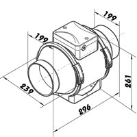 Professioneller Rohrventilator mit Nachlauf Ø 200 mm