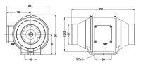 100 mm Kanalventilator, Zweistufenmotor, 165 m³/h, 23 W