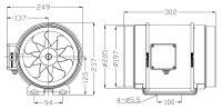 200 mm Kanalventilator, Zweistufenmotor, 690 m³/h, 123 W