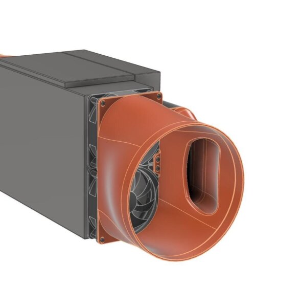 Antminer S21+ / PRO / XP, 8" / 200mm Exhaust Shroud, Fan cover with PSU