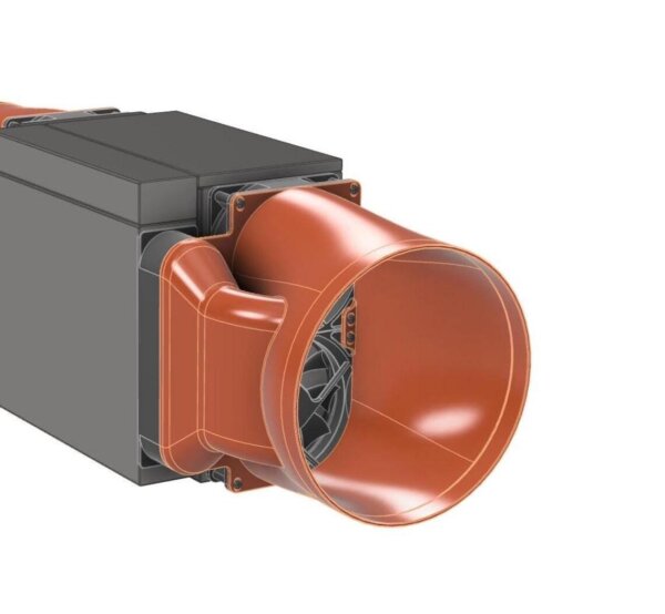 Antminer S21+ / PRO / XP, 10" / 250mm Exhaust Shroud, Fan cover with PSU